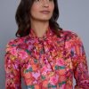 Hawes and Curtis Women Red Tulip Satin Blouse