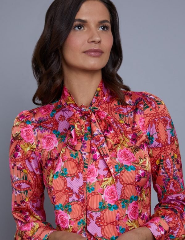 Hawes and Curtis Women Red Tulip Satin Blouse