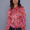 Hawes and Curtis Women Red Tulip Satin Blouse