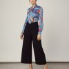Hawes and Curtis Women Blue Rose Satin Blouse