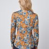 Hawes and Curtis Women Brown Flower Satin Blouse