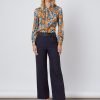 Hawes and Curtis Women Brown Flower Satin Blouse