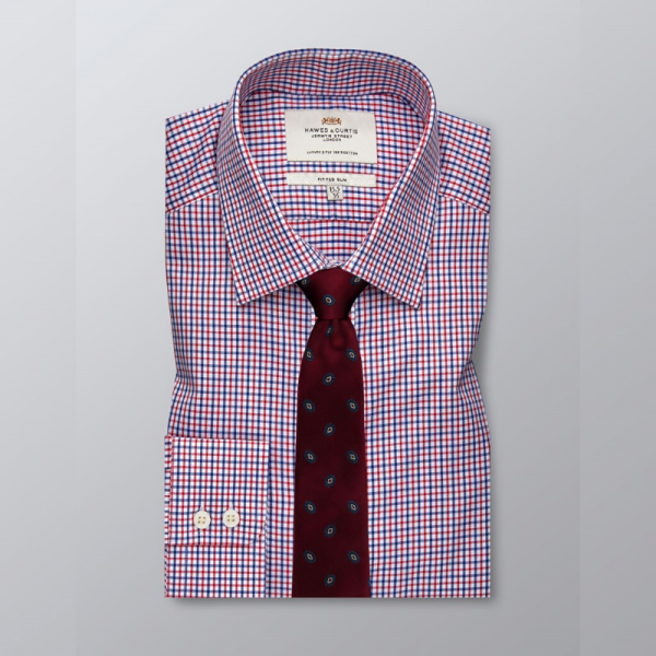Hawes and Curtis Men's Red & Blue Check Shirt