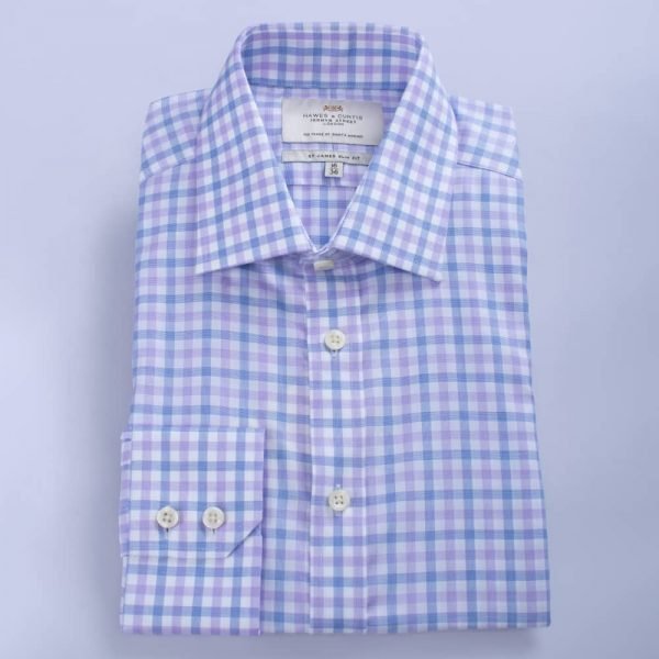 H & C Men Purple & Blue Check Shirt