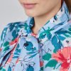 H & C Women Blue & Pink Floral Satin Blouse