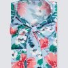 H & C Women Blue & Pink Floral Satin Blouse