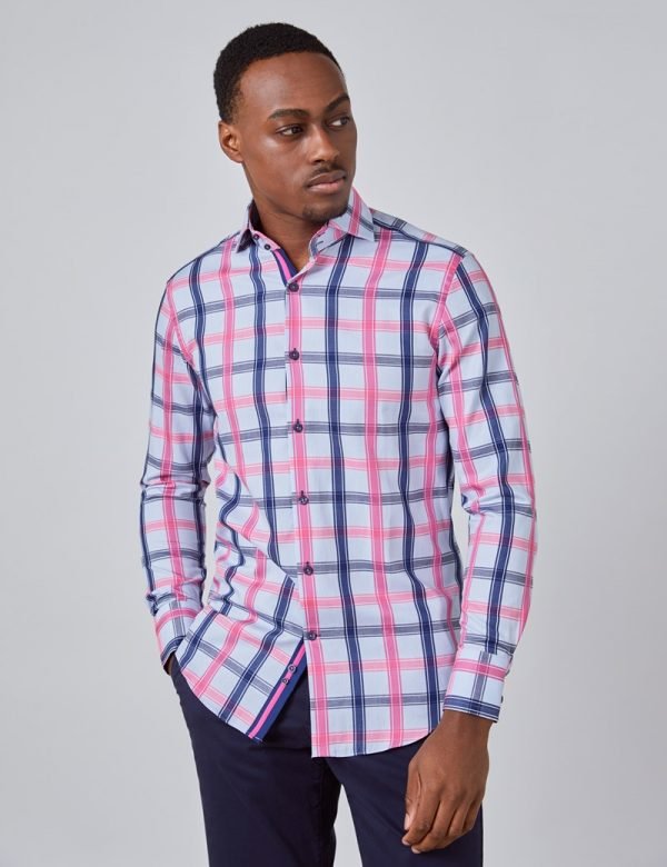 H & C Men Blue & Fuschia York