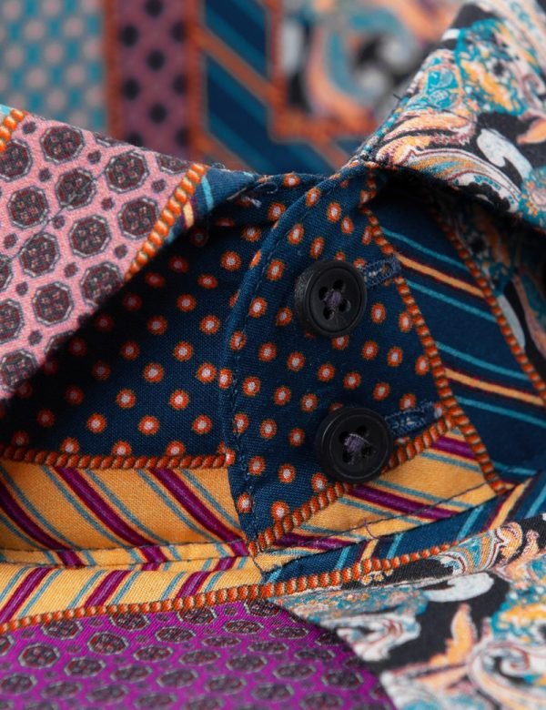 H & C Men Navy & Blue Patchwork