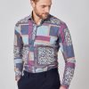 H & C Men Navy & Blue Patchwork