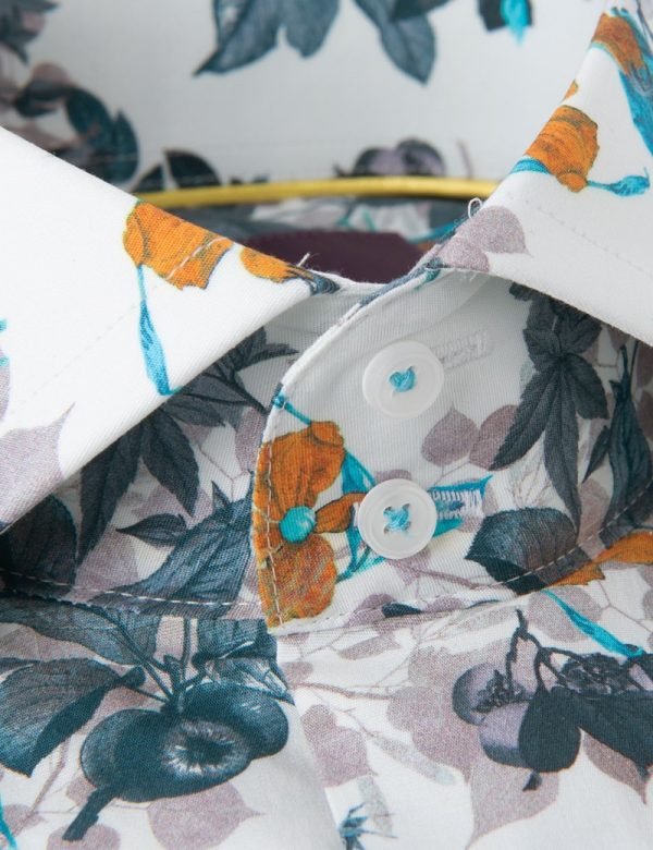 H & C Men White & Blue Floral