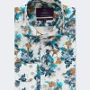 H & C Men White & Blue Floral