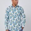 H & C Men White & Blue Floral