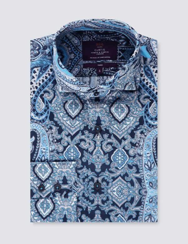 H & C Men Navy & Blue Paisley