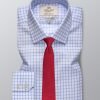 H & C Men Blue & White Grid Shirt