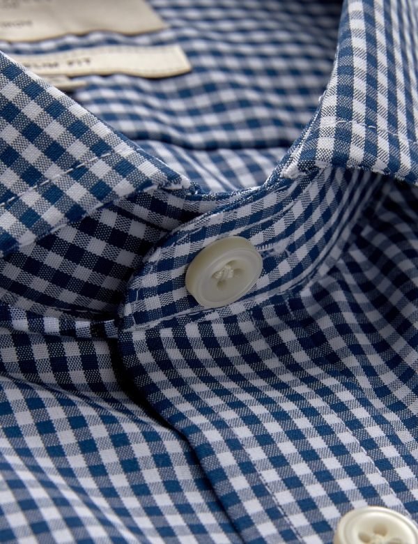 H & C Men Navy and White Check Shirt