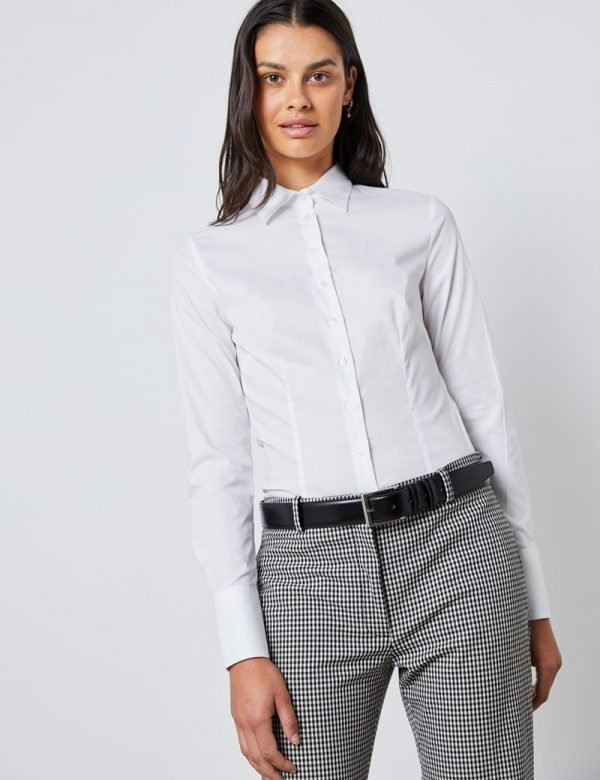 H & C Women's White Contrast Shirt