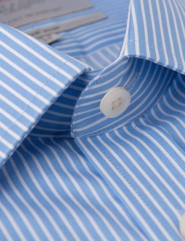 H & C Men Blue White Stripe Shirt