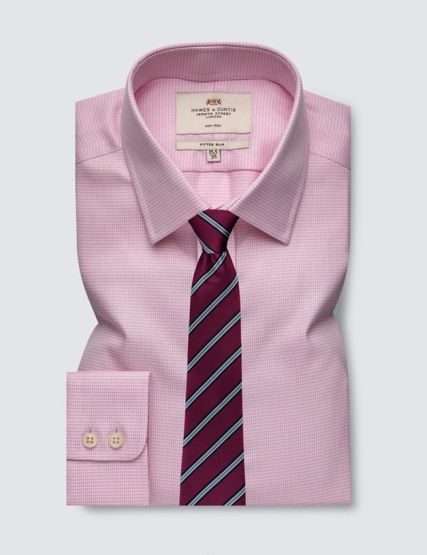 H & C Men Pink Dogstooth Shirt