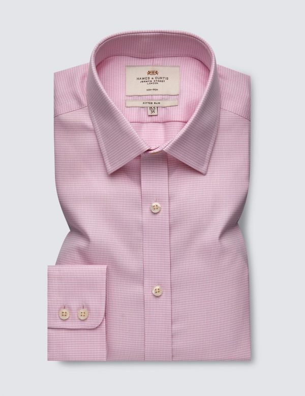 H & C Men Pink Dogstooth Shirt