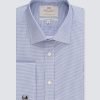 H & C Men Blue & White Dobby Shirt