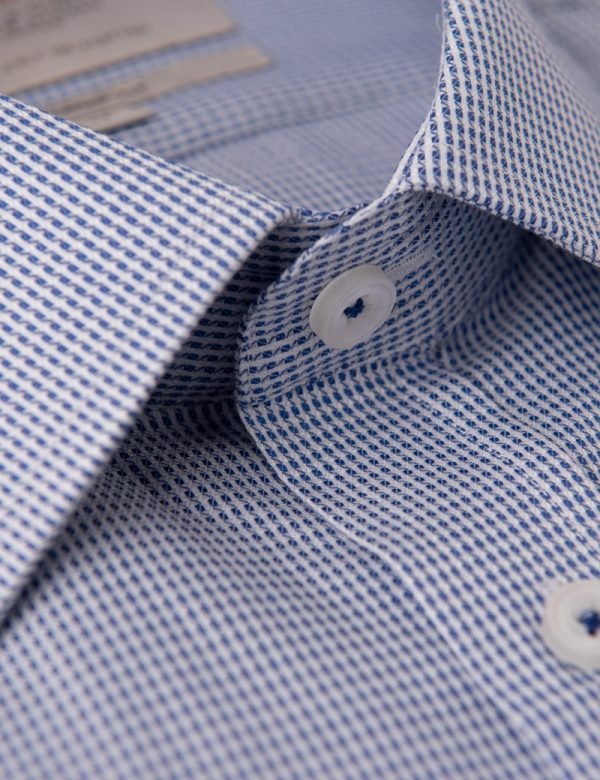 H & C Men Blue & White Dobby Shirt