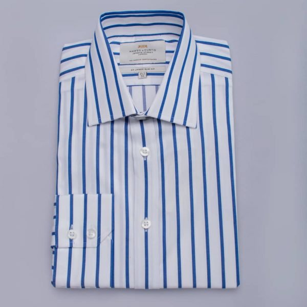 Hawes and Curtis Men Blue & White Stripe Shirt