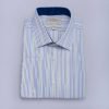 H & C Men Green and Blue Stripe Shirt