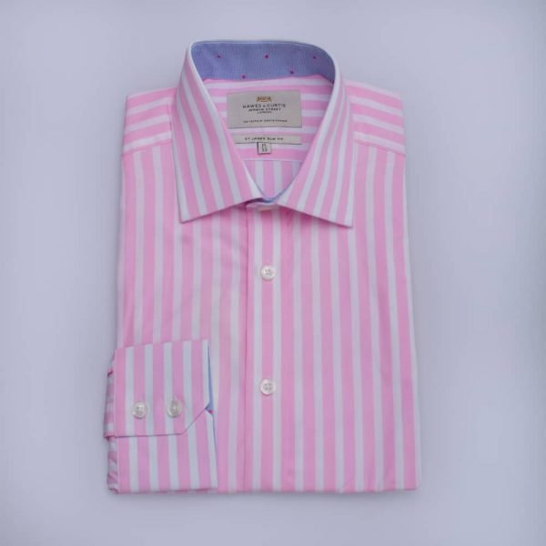 Hawes & Curtis Men Pink & White Stripe Shirt