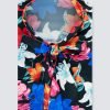 H & C Women Large Lilies Satin Blouse