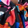 H & C Women Large Lilies Satin Blouse