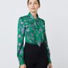 H & C Women Fine Flowers Satin Blouse