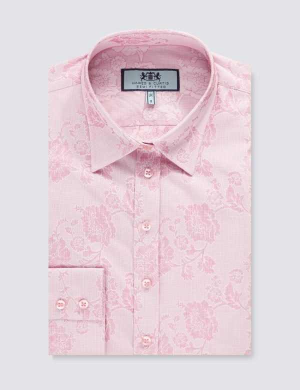 H & C Women's Floral Jacquard Shirt