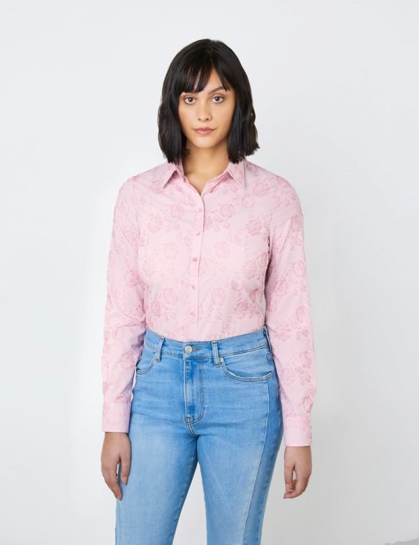 H & C Women's Floral Jacquard Shirt
