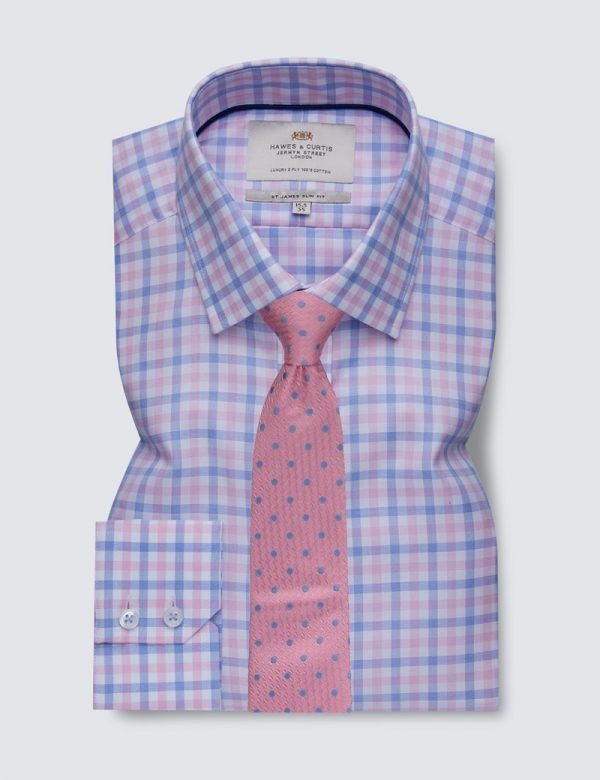 H & C Men Pink Multi Check Shirt