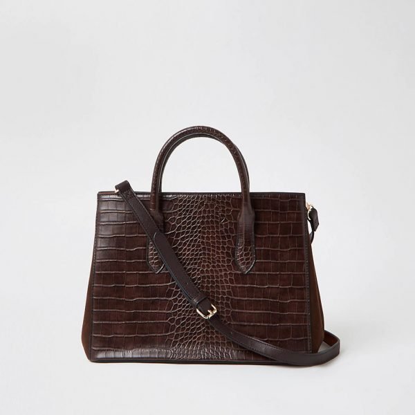 River Island Tote Chic Bag - Brown Croc