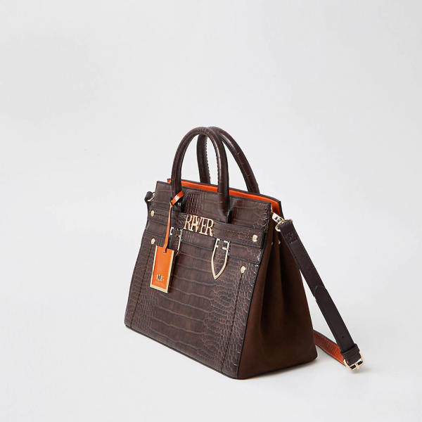 River Island Tote Chic Bag - Brown Croc