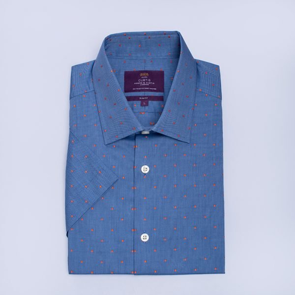 Hawes & Curtis Men Blue & Orange Short Sleeve
