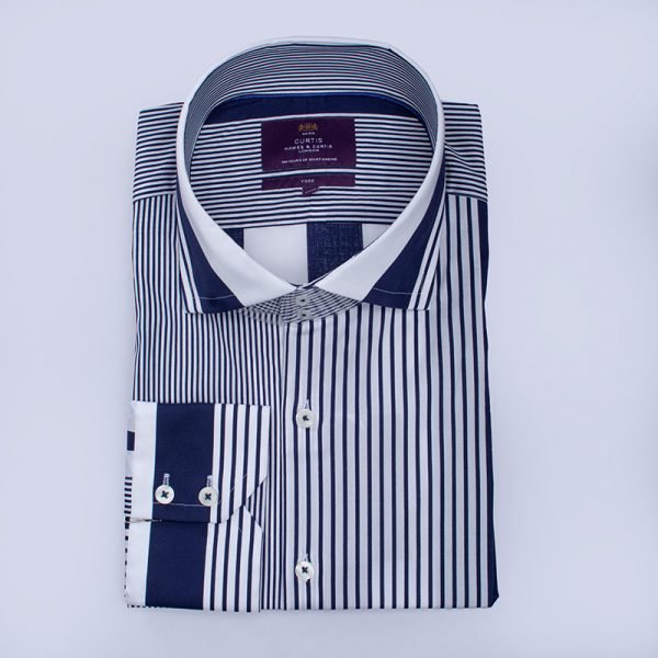 Hawes & Curtis Men White & Navy Short Sleeve
