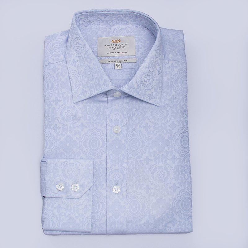 H & C Men White & LT Blue shirt