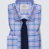 Hawes & Curtis Men Blue & Pink Check Shirt