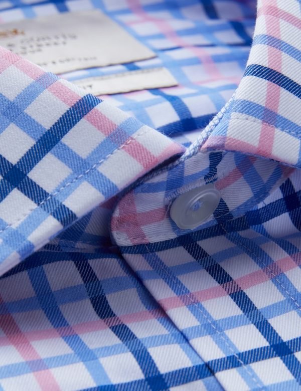 Hawes & Curtis Men Blue & Pink Check Shirt