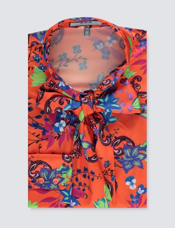 H & C Women Orange & Blue Blouse