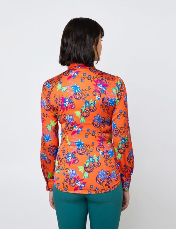 H & C Women Orange & Blue Blouse