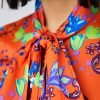 H & C Women Orange & Blue Blouse