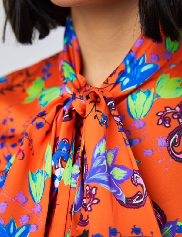 H & C Women Orange & Blue Blouse