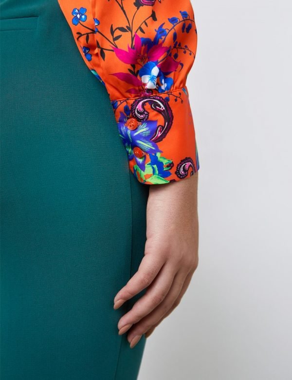 H & C Women Orange & Blue Blouse