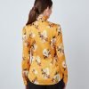 H & C Women Winter Blossom Mustard Blouse
