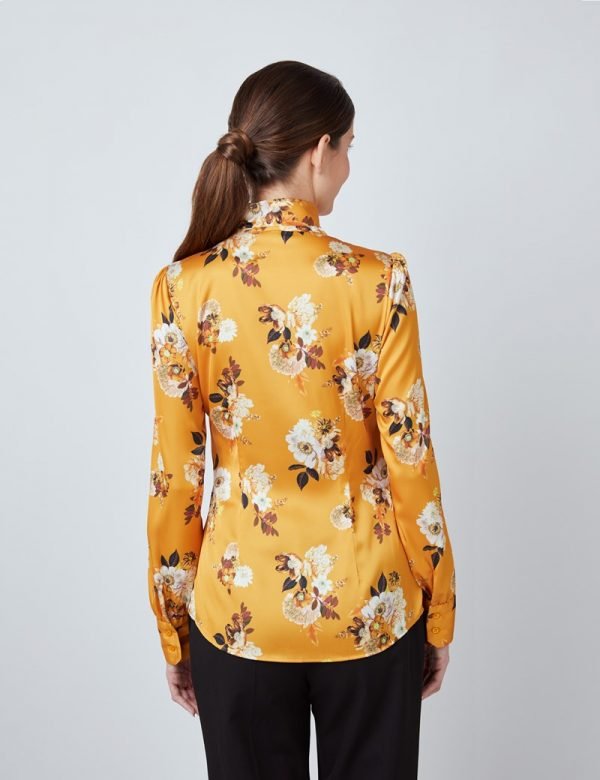 H & C Women Winter Blossom Mustard Blouse