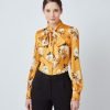 H & C Women Winter Blossom Mustard Blouse