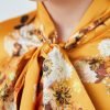 H & C Women Winter Blossom Mustard Blouse